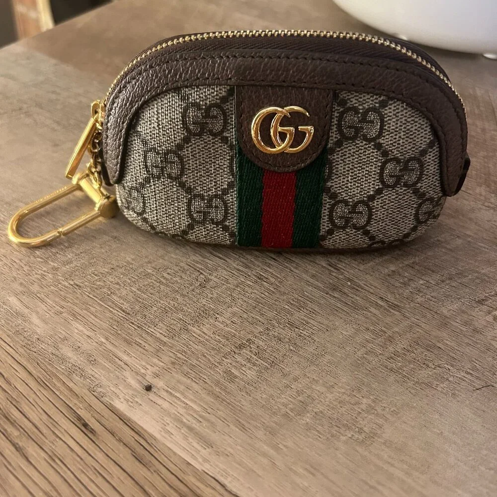 Bags | Gucci Supreme Monogram Web Ophidia Dome Key Pouch Beige New